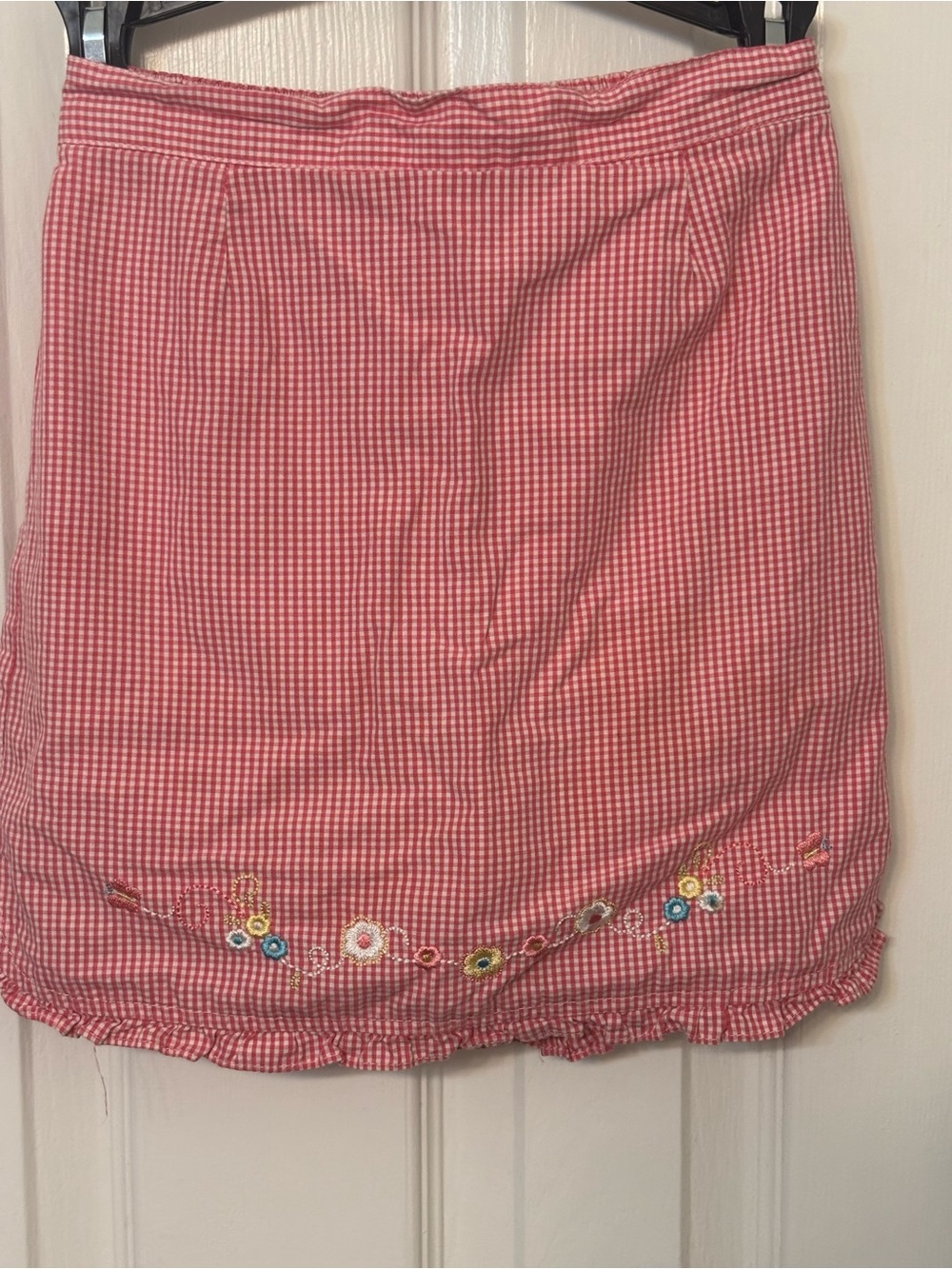 Vintage Girls Mckids Gingham Embroidered Skirt size 7